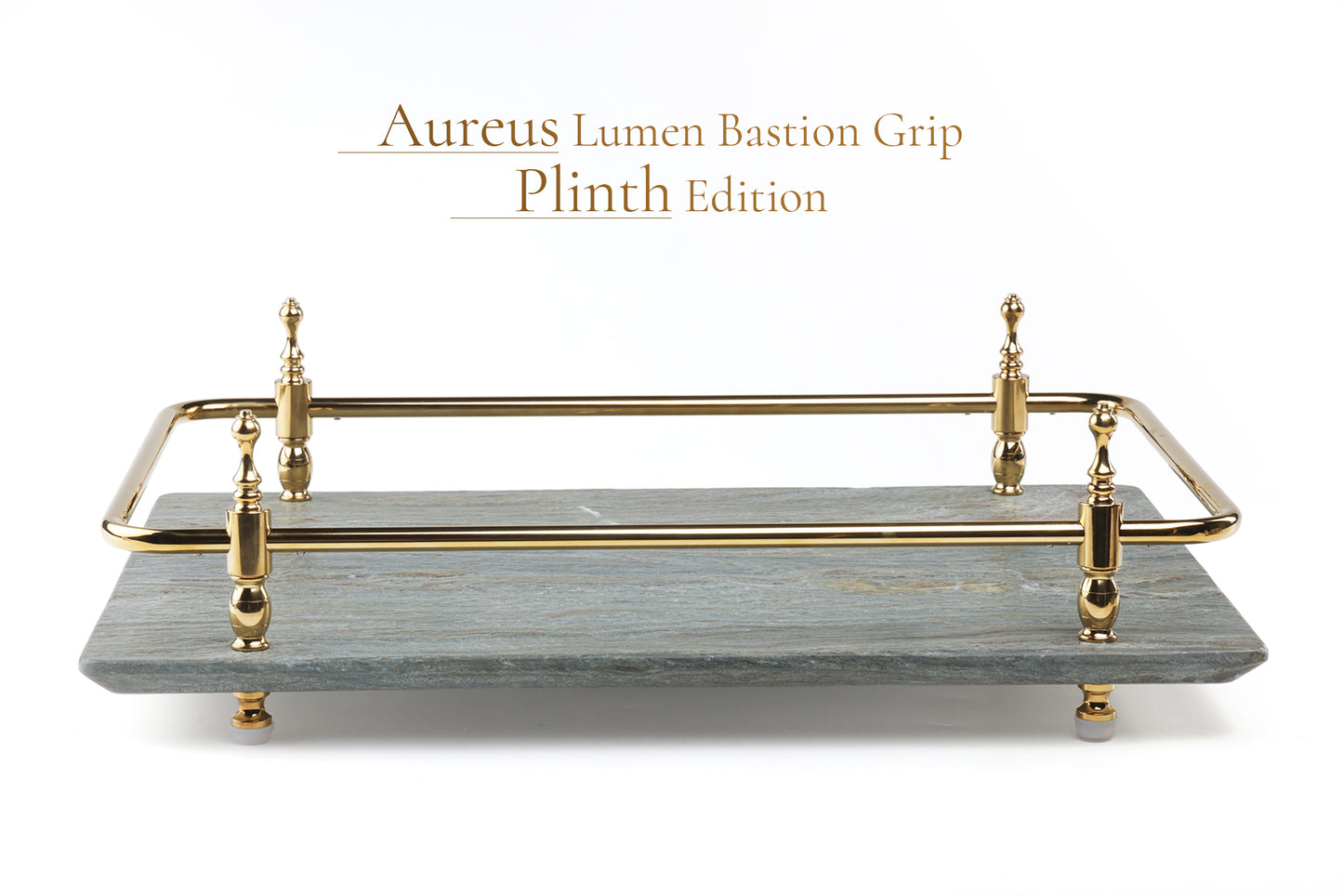 Round Corner Rectangle Emerald Green Marble Tray with Silver Handles