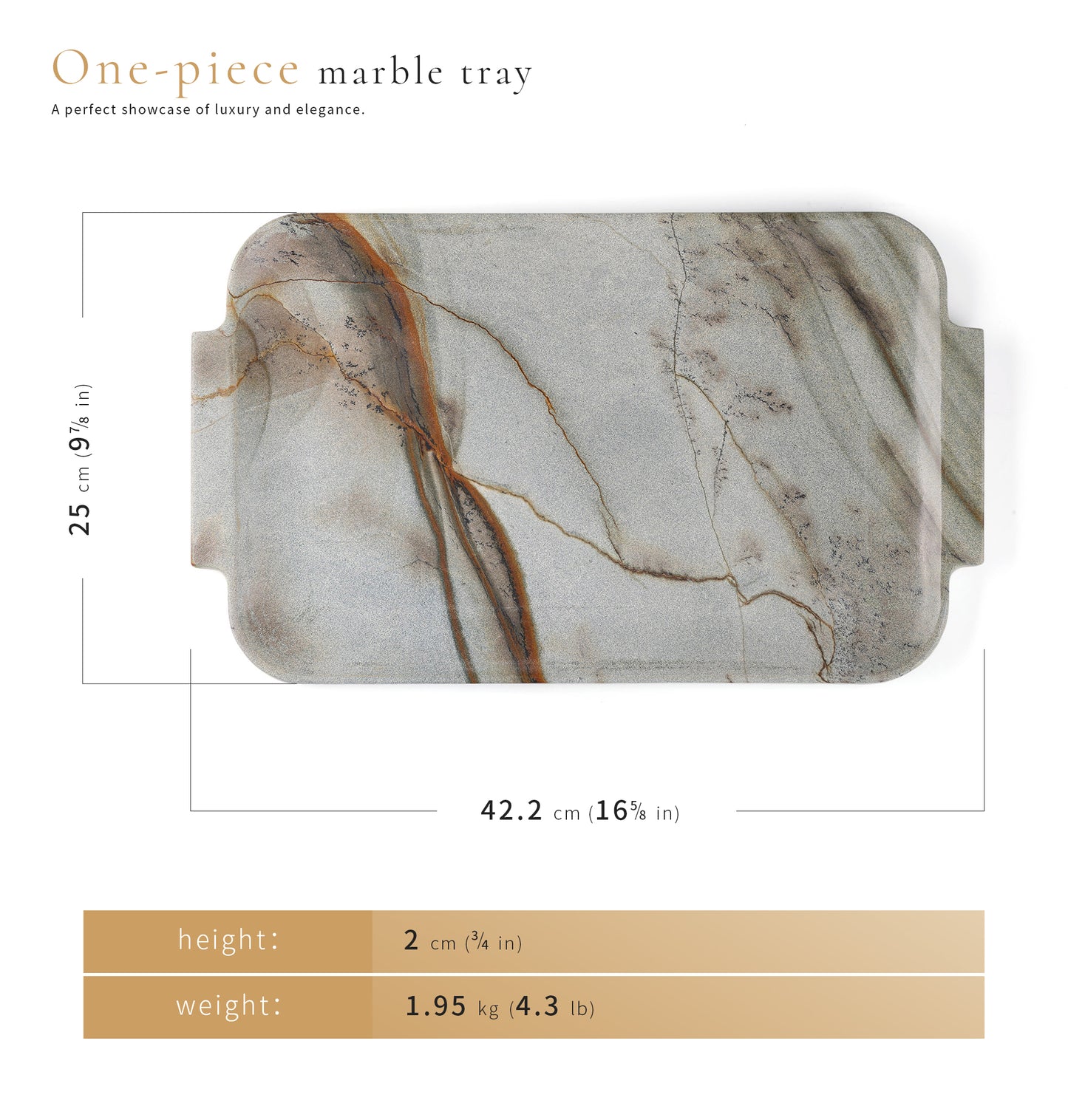 Round Corner Rectangle Grey Green Quartzite Serving Tray