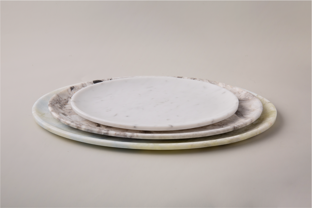 Natural Marble Dinnerware Light colors 3pcs/set