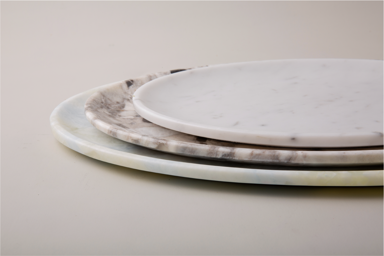 Natural Marble Dinnerware Light colors 3pcs/set