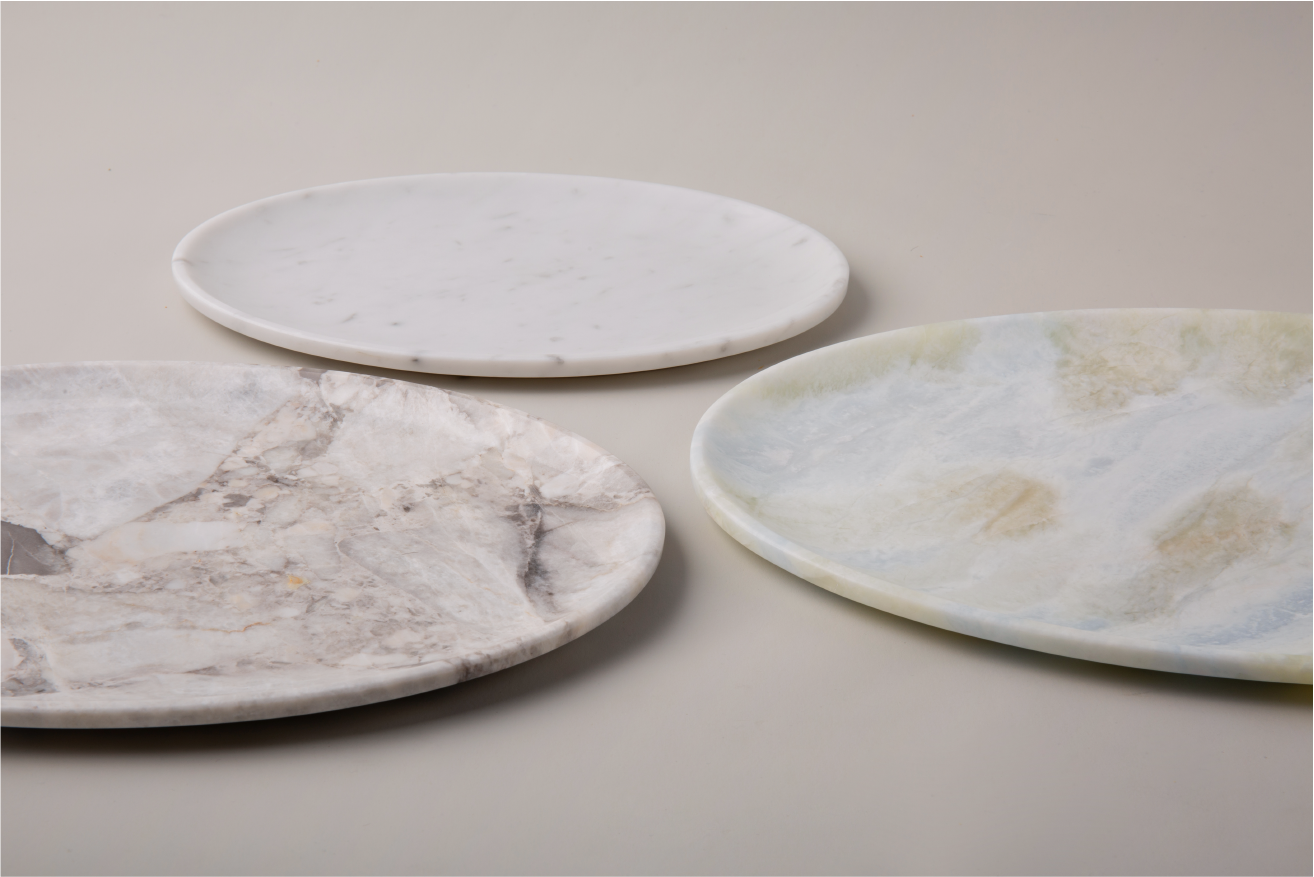 Natural Marble Dinnerware Light colors 3pcs/set