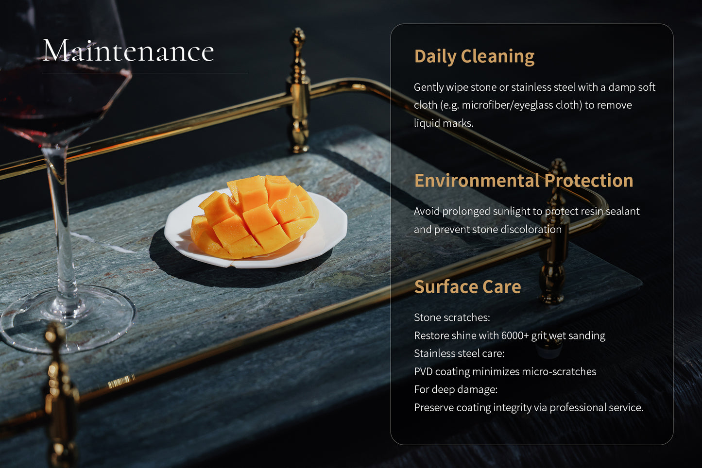 Round Corner Rectangle Emerald Green Marble Tray with Silver Handles