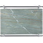 Round Corner Rectangle Emerald Green Marble Tray with Silver Handles