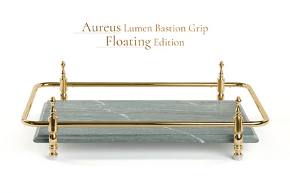 Round Corner Rectangle Emerald Green Marble Tray with Silver Handles