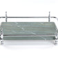 Round Corner Rectangle Emerald Green Marble Tray with Silver Handles