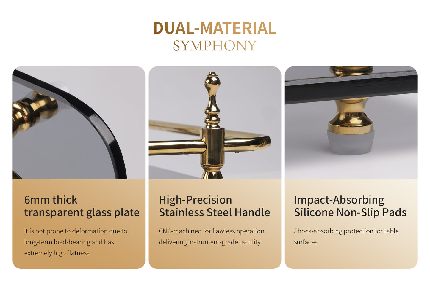 18-Inch Rectangle Tempered Glass Tray with Chrome Handles