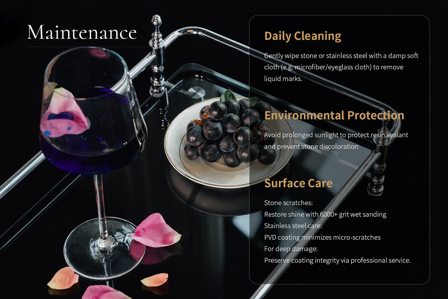 18-Inch Rectangle Tempered Glass Tray with Chrome Handles