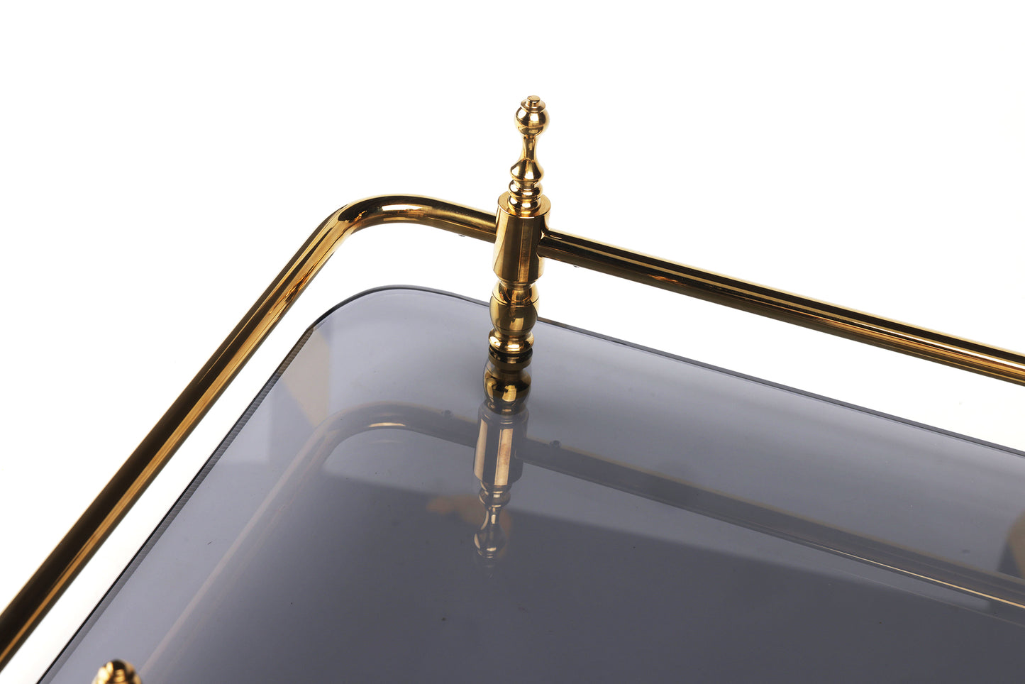 18-Inch Rectangle Tempered Glass Tray with Chrome Handles