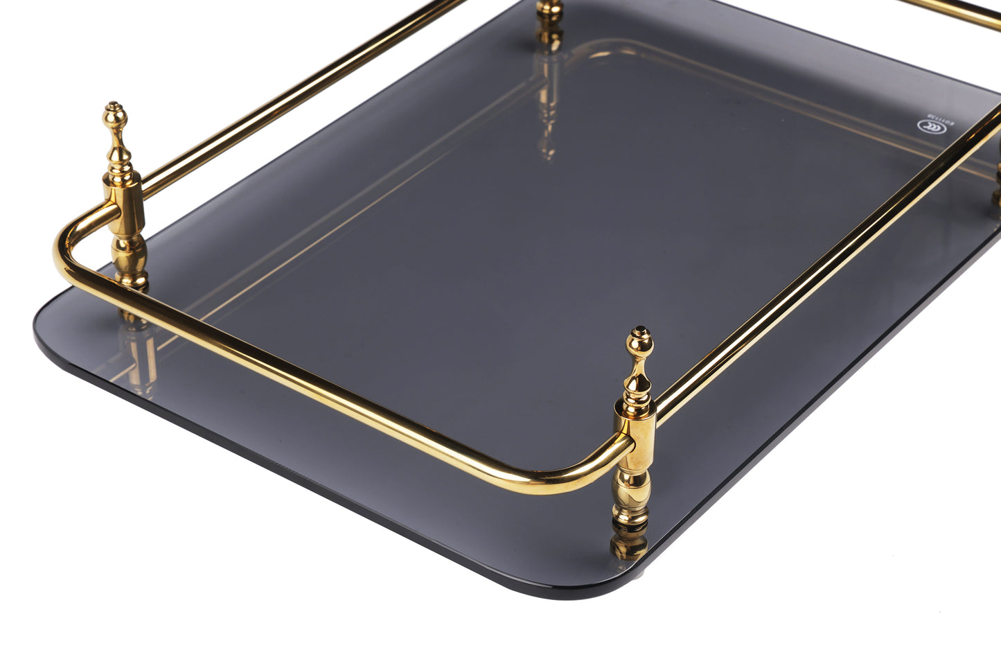18-Inch Rectangle Tempered Glass Tray with Chrome Handles
