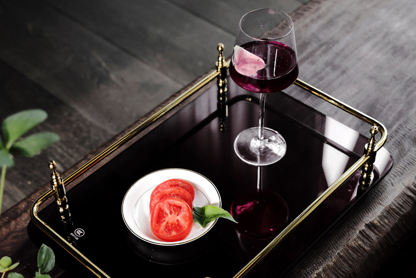 18-Inch Rectangle Tempered Glass Tray with Chrome Handles