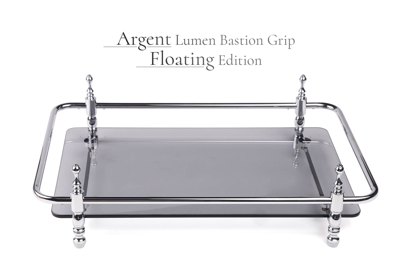 18-Inch Rectangle Tempered Glass Tray with Chrome Handles