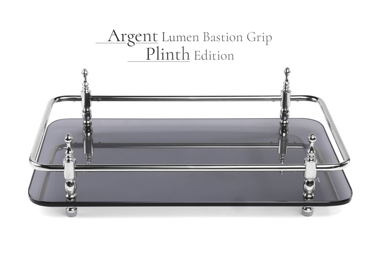 18-Inch Rectangle Tempered Glass Tray with Chrome Handles