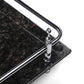 18 inch Rectangle Black Granite Stone Serving Tray with Gold Handles