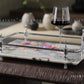 18 inch Rectangle White Marble Serving Tray with Silver Handles