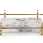 18 inch Rectangle White Marble Serving Tray with Silver Handles