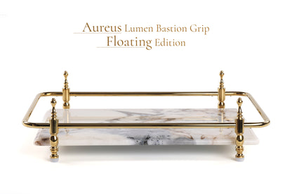 18 inch Rectangle White Marble Serving Tray with Silver Handles