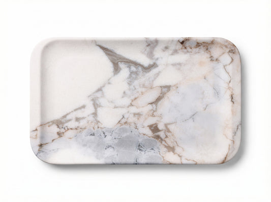 Plateau portable léger en pierre véritable avec poignées dissimulées