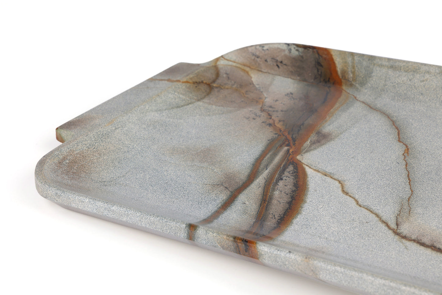 Round Corner Rectangle Grey Green Quartzite Serving Tray