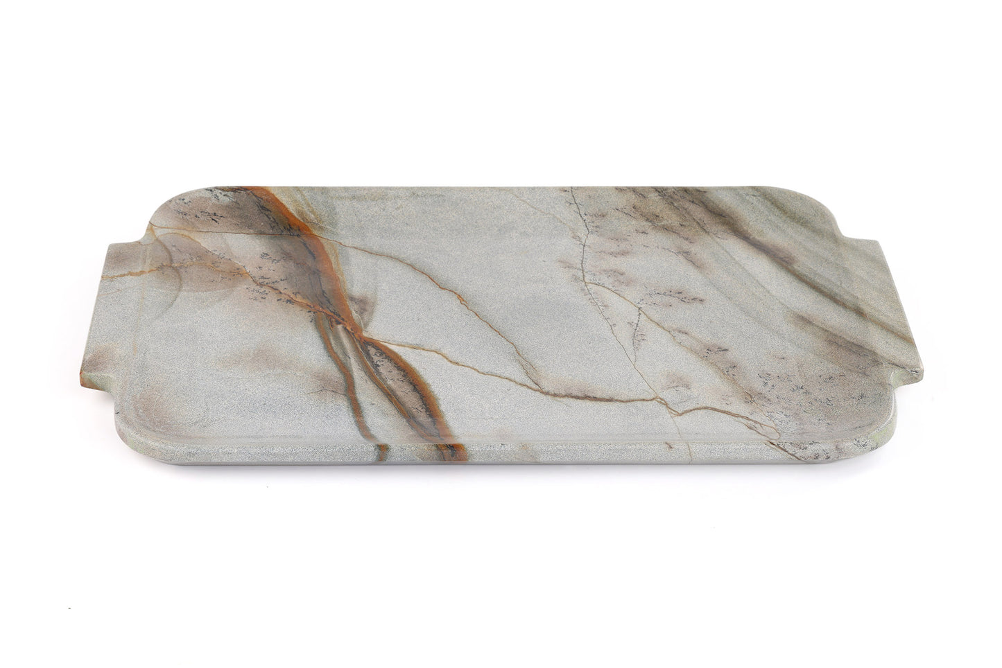 Round Corner Rectangle Grey Green Quartzite Serving Tray
