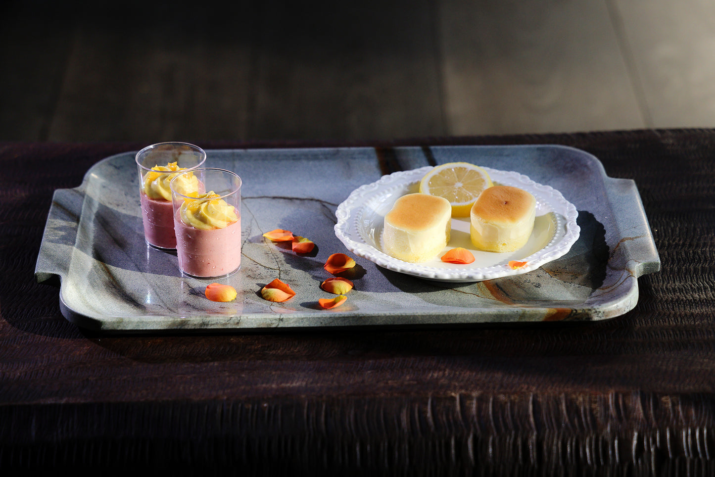 Round Corner Rectangle Grey Green Quartzite Serving Tray