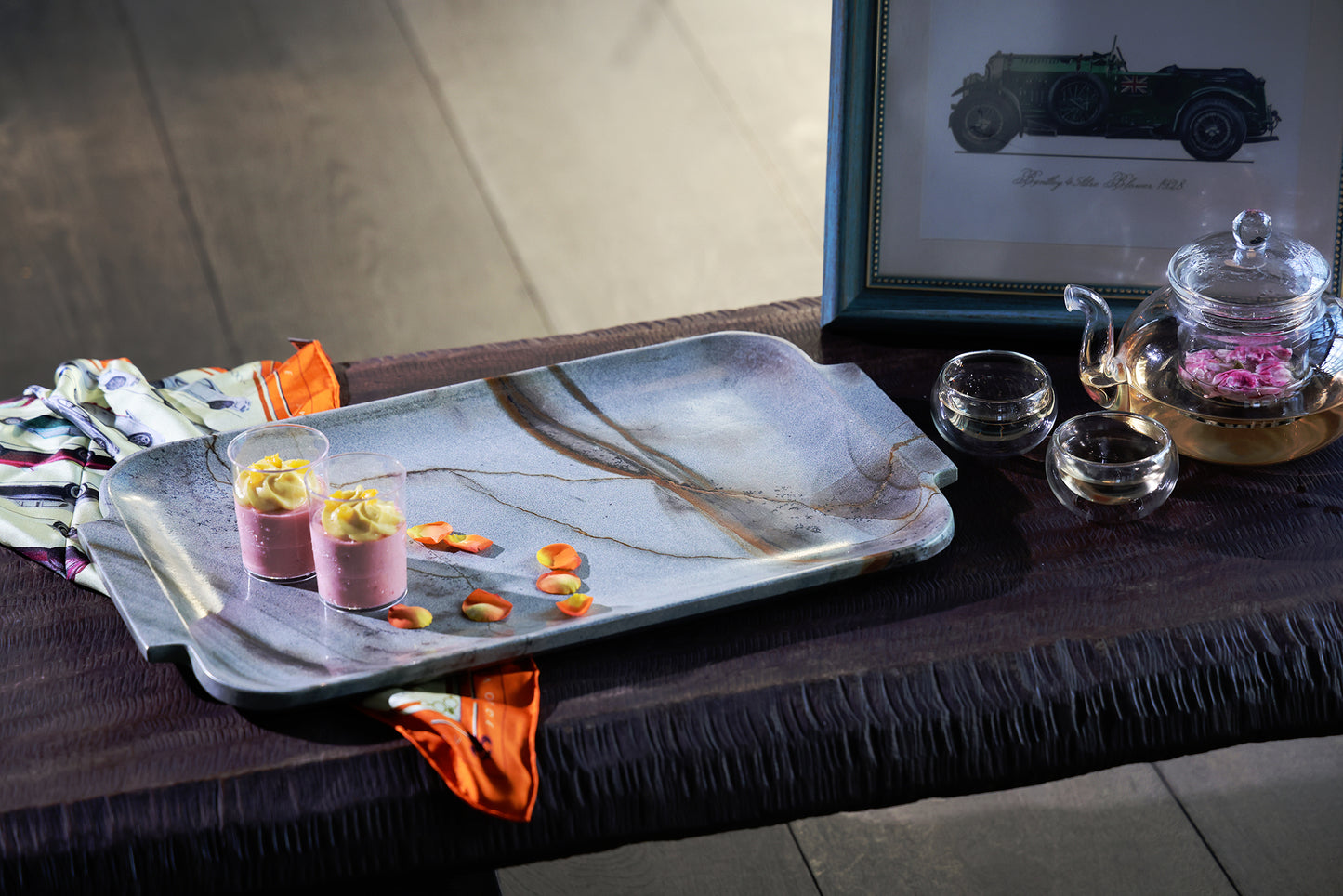 Round Corner Rectangle Grey Green Quartzite Serving Tray