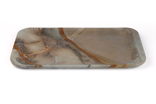 Large Green Quartzite Tray with Hidden Handles