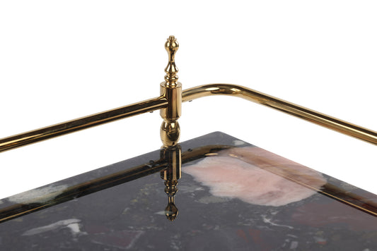 Rectangle Nocturnal Mirage Marble Serving Tray with Brass Handles