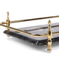 Rectangle Nocturnal Mirage Marble Serving Tray with Brass Handles
