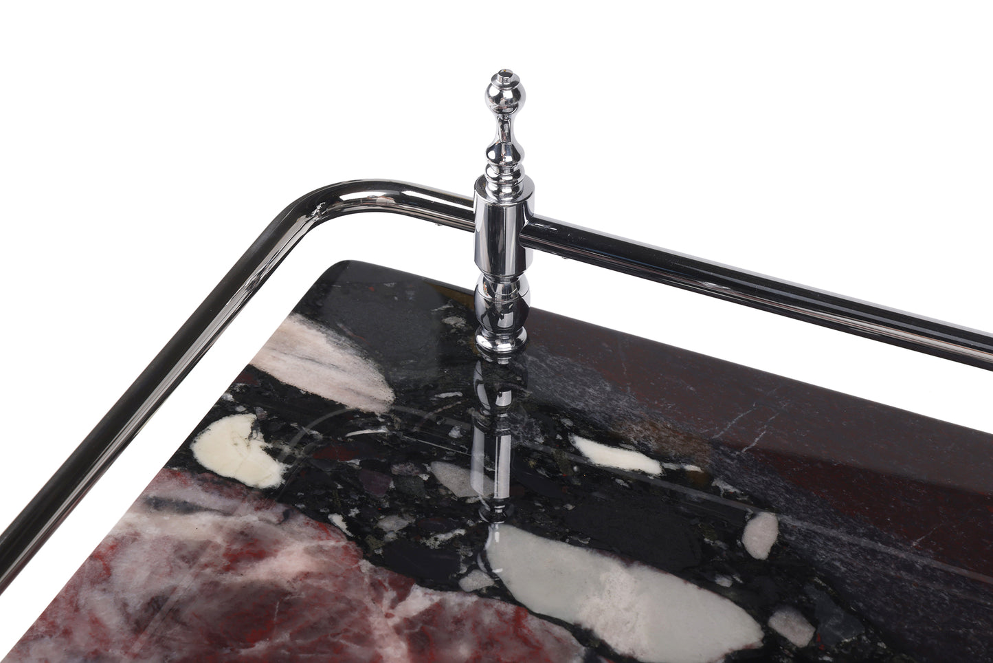 Rectangle Nocturnal Mirage Marble Serving Tray with Brass Handles