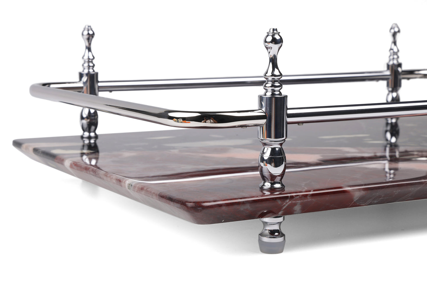 Rectangle Nocturnal Mirage Marble Serving Tray with Brass Handles