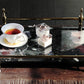 Rectangle Nocturnal Mirage Marble Serving Tray with Brass Handles