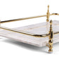 Rectangle Panda Grey Marble Serving Tray with Golden Handles