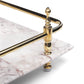 Rectangle Panda Grey Marble Serving Tray with Golden Handles
