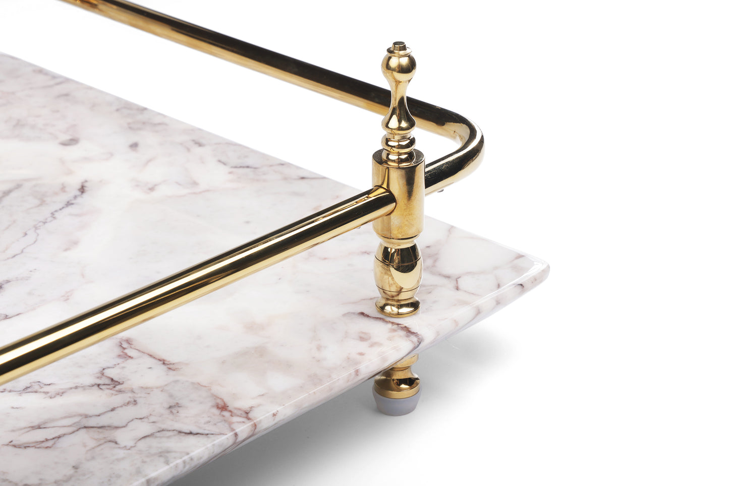 Rectangle Panda Grey Marble Serving Tray with Golden Handles