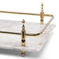 Rectangle Panda Grey Marble Serving Tray with Golden Handles