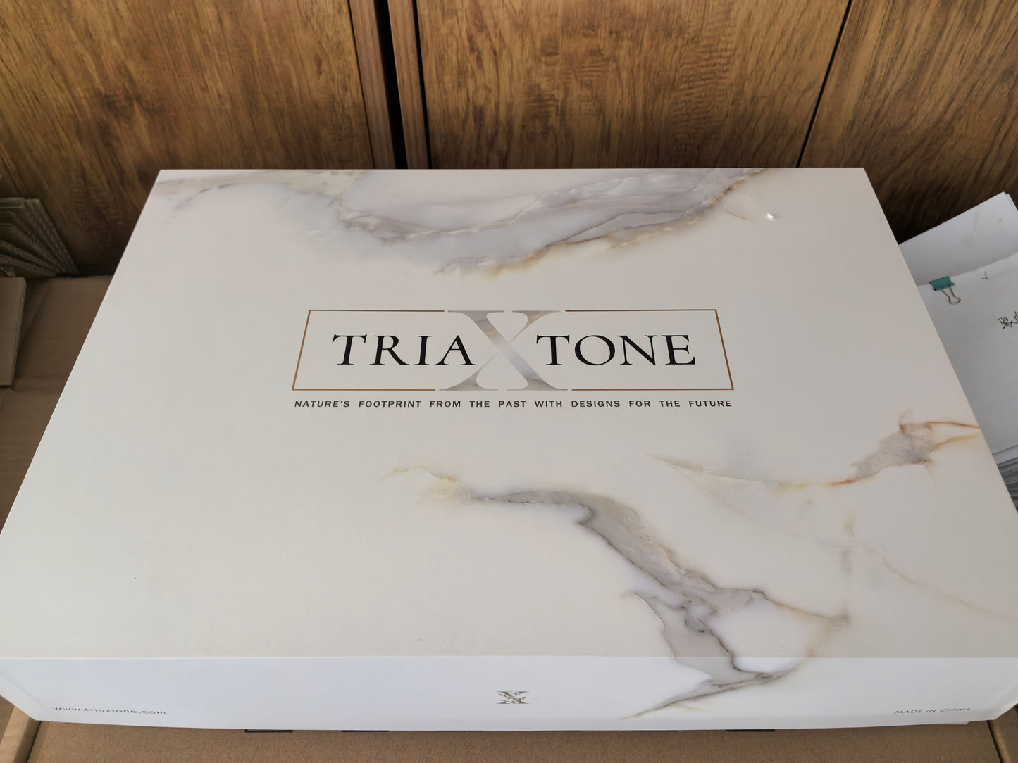 White Marble Place Mat with Gold Brass Handles