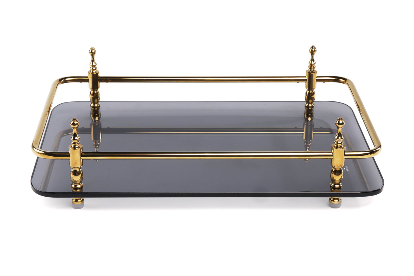 18-Inch Rectangle Tempered Glass Tray with Chrome Handles