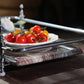 18 inch Rectangle Viola Paesaggio Marble Serving Tray with Gold Handles
