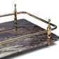 18 inch Rectangle Viola Paesaggio Marble Serving Tray with Gold Handles
