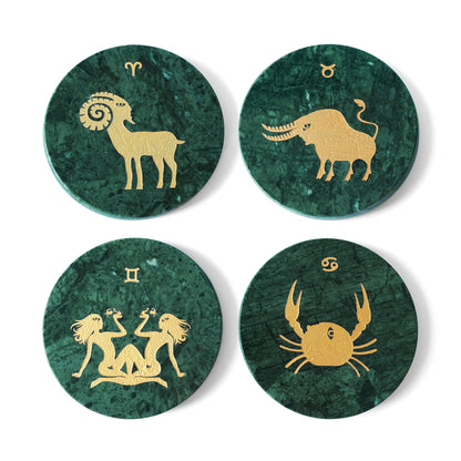 Constellation Motif Design Green Marble Coasters