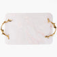 Pink Marble Service Tray with Gold Brass Handles