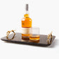 Black Marble Service Tray with Gold Brass Handles