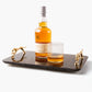Black Marble Service Tray with Gold Brass Handles