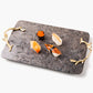 Shiny Marble Service Tray with Gold Brass Handles