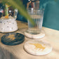 Constellation Motif Design Green Marble Coasters