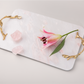 Pink Marble Service Tray with Gold Brass Handles