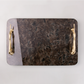 Black Marble Service Tray with Gold Brass Handles