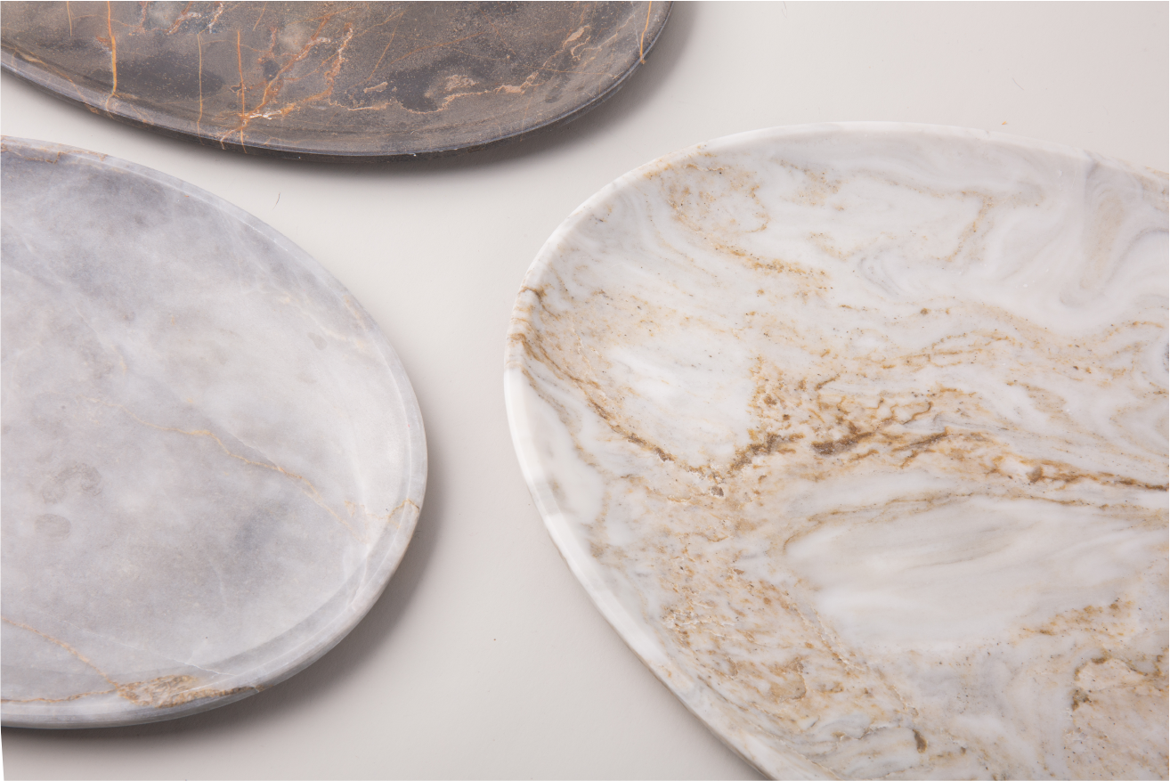 Natural Marble Fruit Plates Shade Tone 3pcs/set