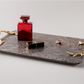 Shiny Marble Service Tray with Gold Brass Handles