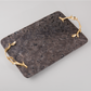 Shiny Marble Service Tray with Gold Brass Handles